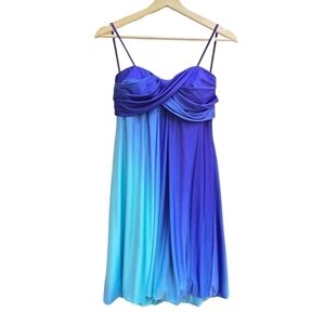 Xscape Beautiful Gradient Blue Strapless Mini Dress, Size XS
